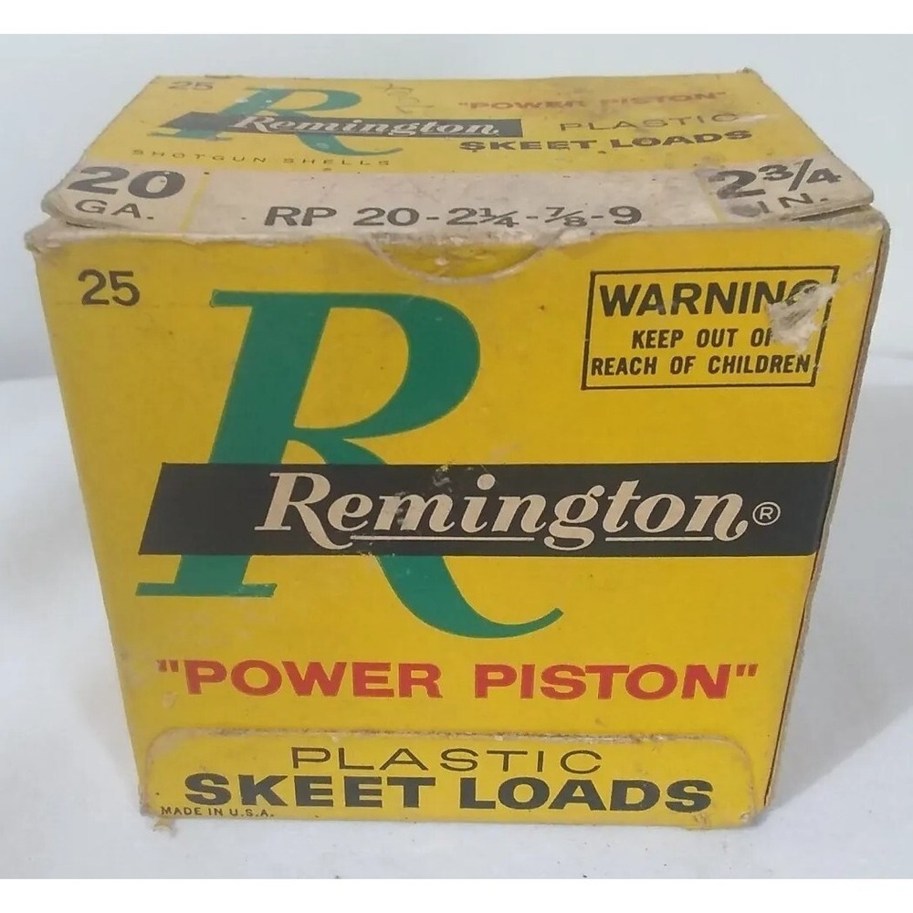 Vtg Remington 20 GA Power Piston Plastic Skeet Loads BOX ONLY See Description
